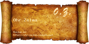 Ohr Zelma névjegykártya